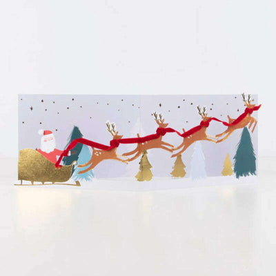 Santa's Sleigh 3D Scene Christmas Card