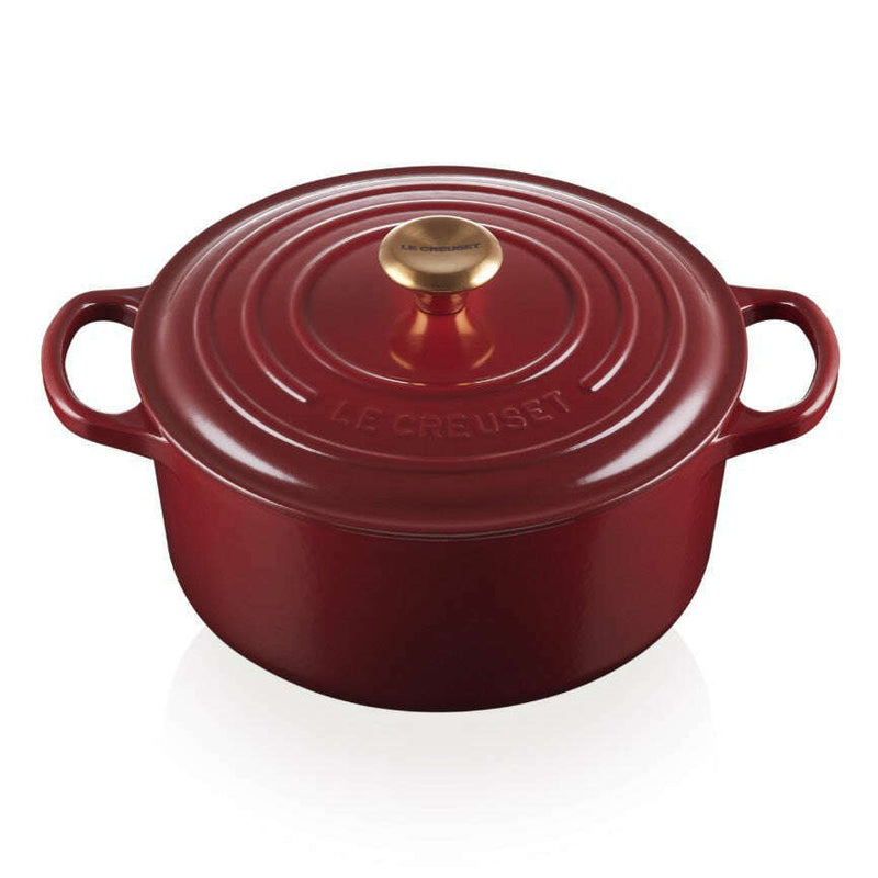 Signature Round Casserole Garnet with Gold Knob