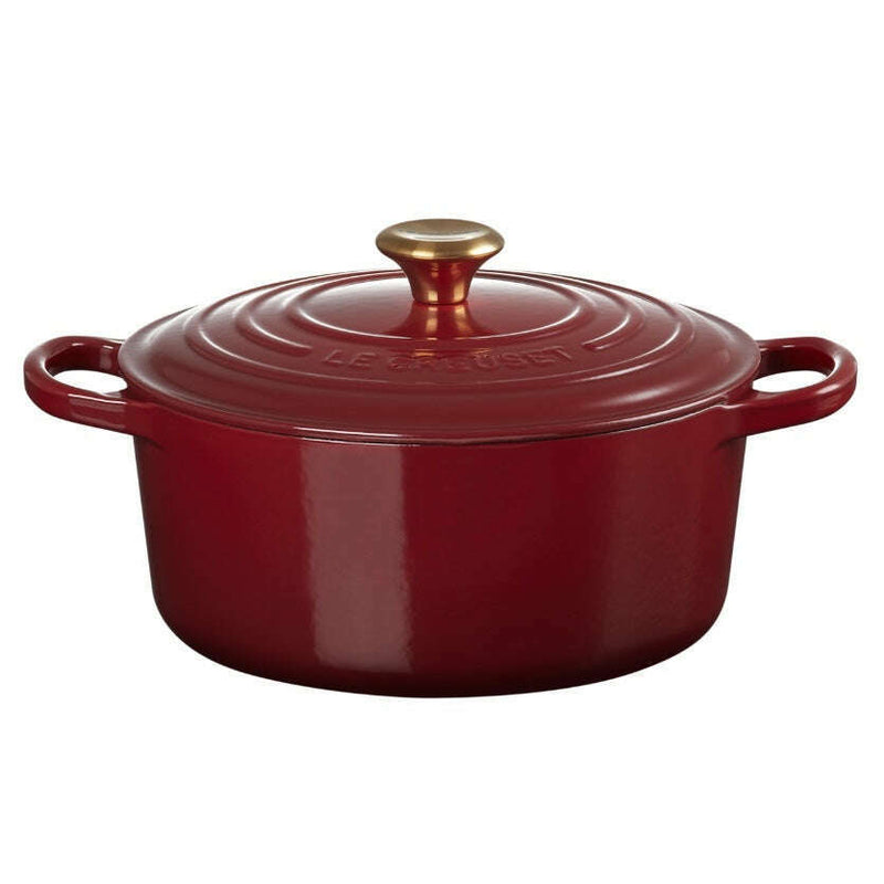 Signature Round Casserole Garnet with Gold Knob