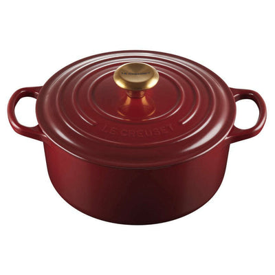 Signature Round Casserole Garnet with Gold Knob