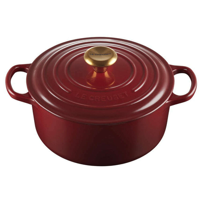 Signature Round Casserole Garnet with Gold Knob