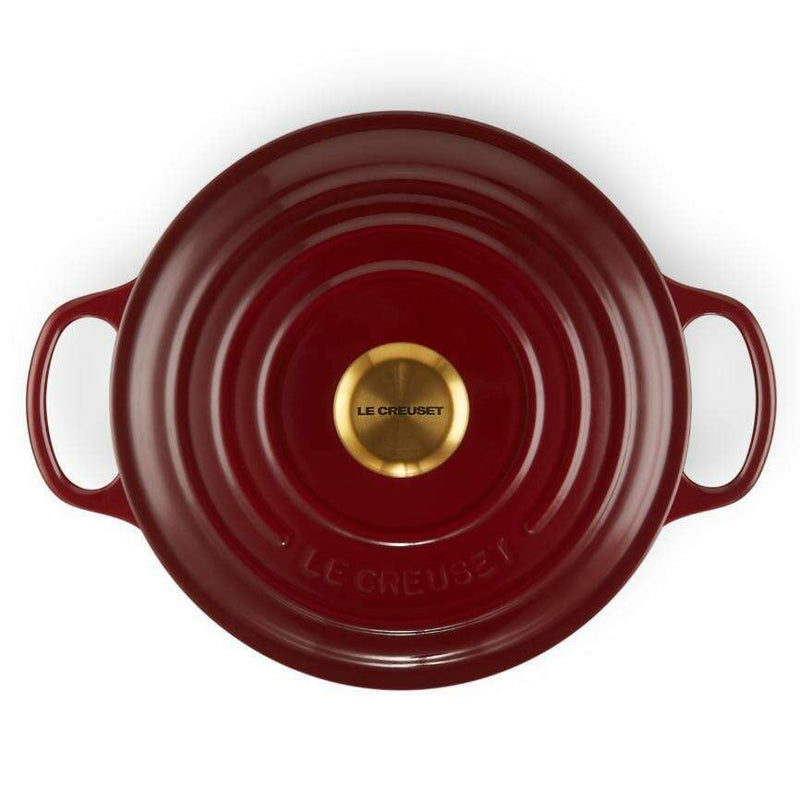 Signature Round Casserole Garnet with Gold Knob
