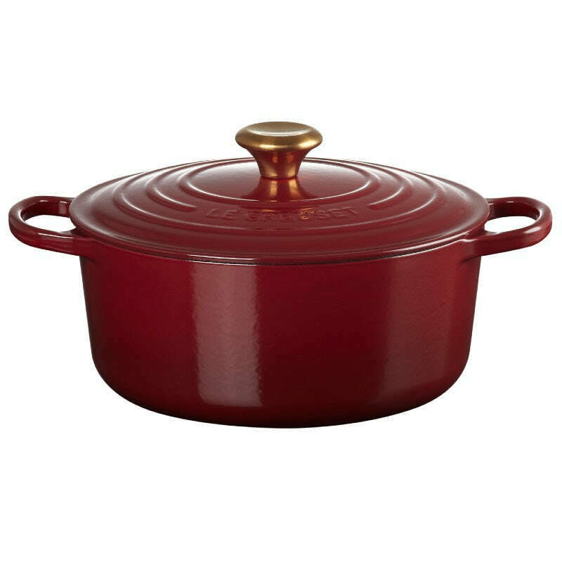Signature Round Casserole Garnet with Gold Knob