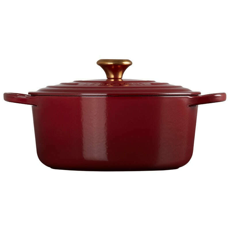 Signature Round Casserole Garnet with Gold Knob
