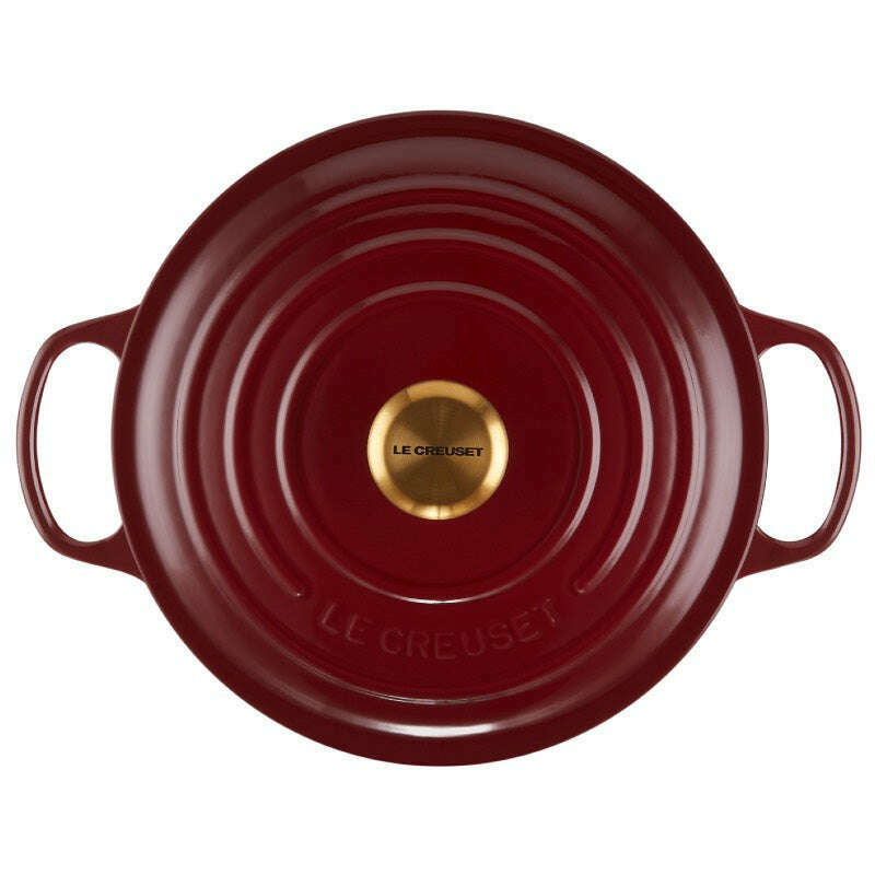 Signature Round Casserole Garnet with Gold Knob