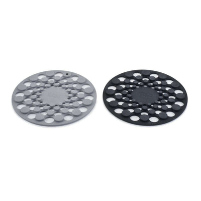 Spot-On Set of 2 Round Silicone Trivets - Grey
