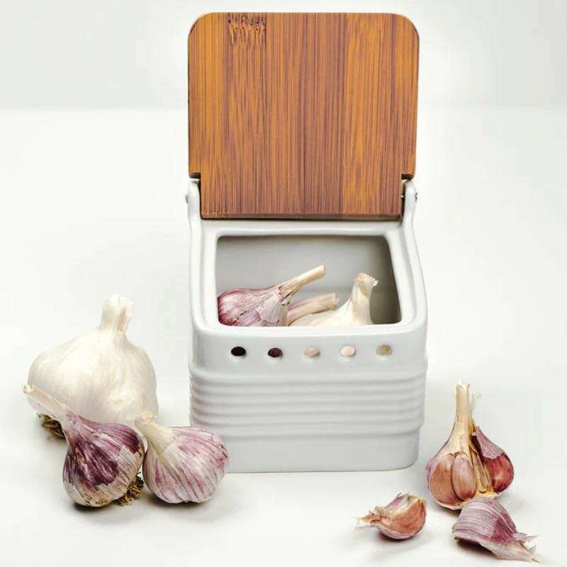 Stoneware Garlic Keeper White