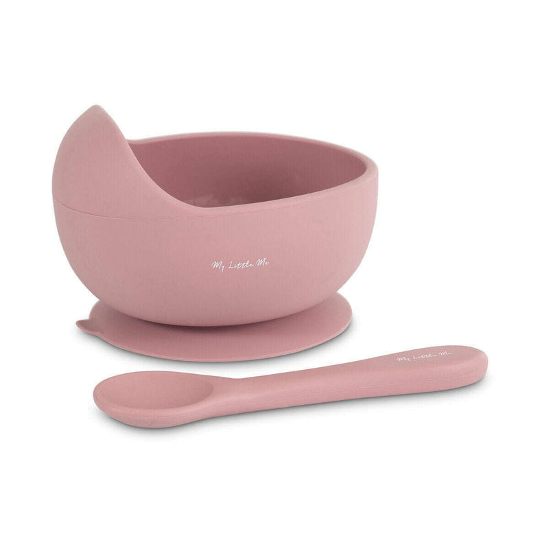 Suction Bowl & Spoon Dusty Rose