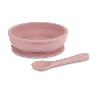 Suction Plate & Spoon Dusty Rose