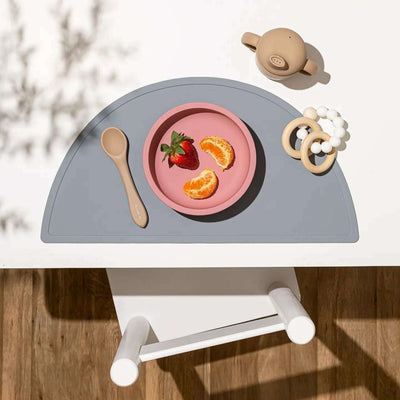 Suction Plate & Spoon Dusty Rose