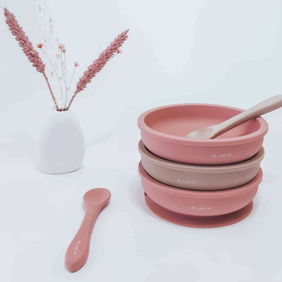 Suction Plate & Spoon Dusty Rose