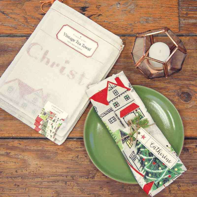 Tea Towel Christmas Village