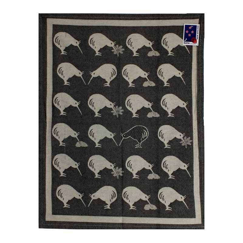 Tea Towel Kiwi Country Black