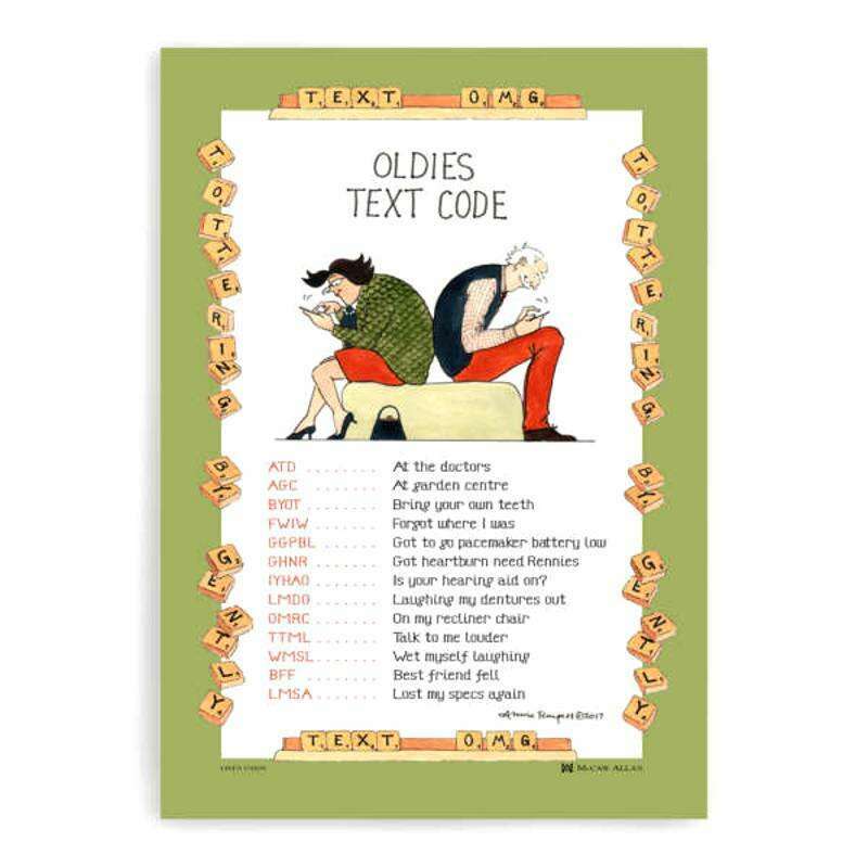 Tea Towel Oldies Text Code