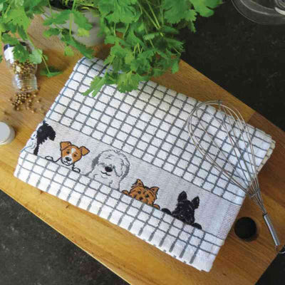 Tea Towel Poli Dri Charcoal Dog