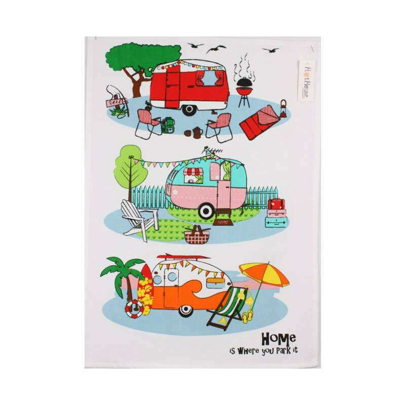 Tea Towel Retro Caravans