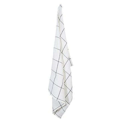 Tea Towel Woven Check Off White & Black