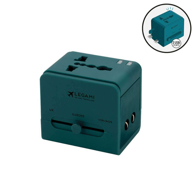 Universal Worldwide Travel Adapter Petrol Blue