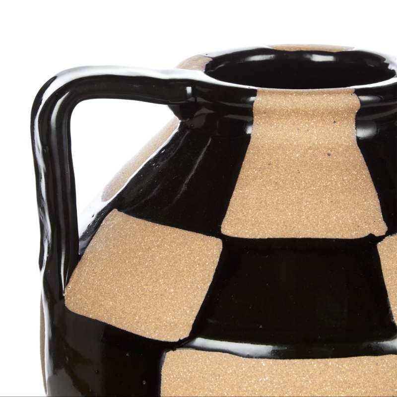 Fulton Vase with Arms Black & Natural