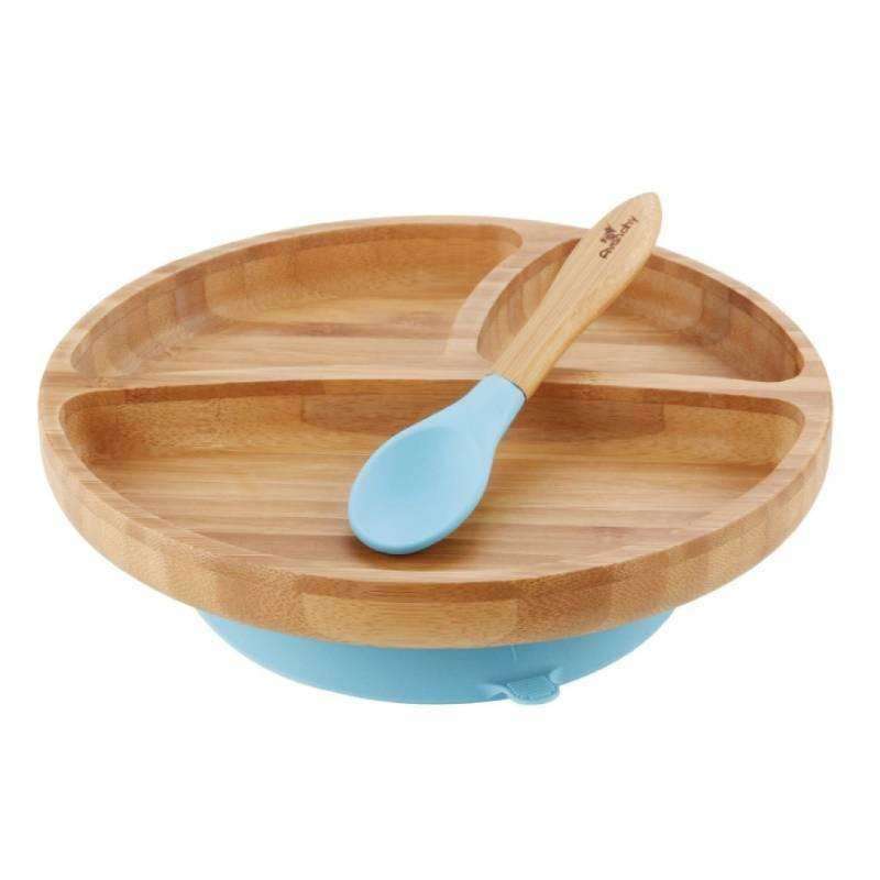 Avanchy Bamboo Toddler Plate & Spoon - Blue