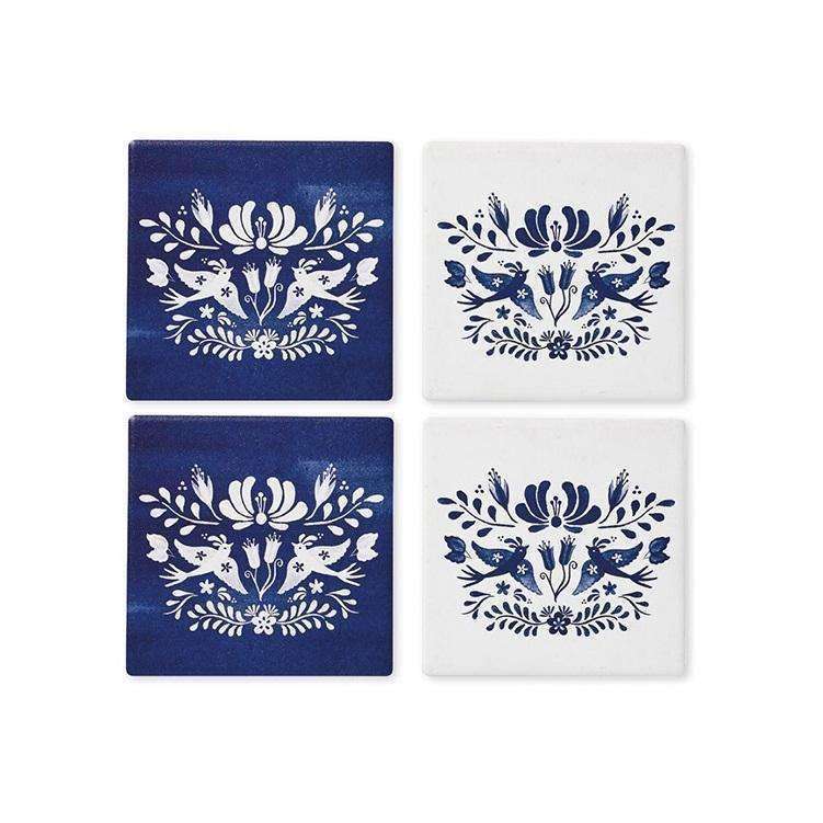 Blue Mazarine Ceramic 4pk Coaster