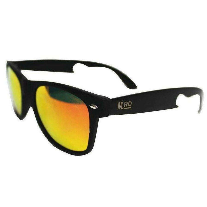 Bottle Opening Sunnies- Black, Yellow/Red Lens