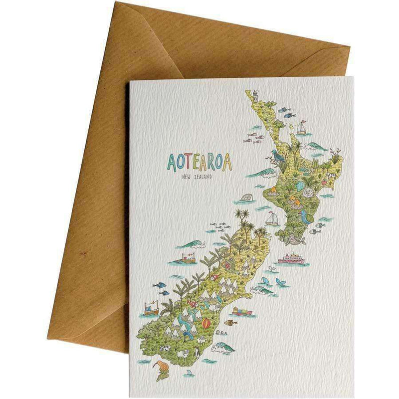 Card - NZ Nature Map Greeting Card
