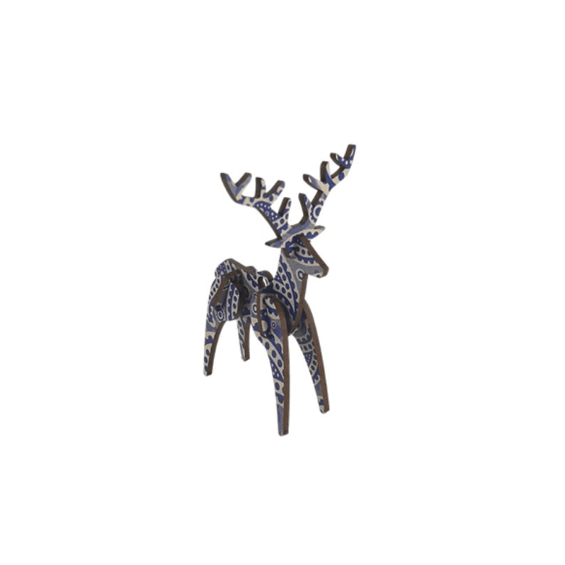 Christmas Decoration - Reindeer - Blue Paisley