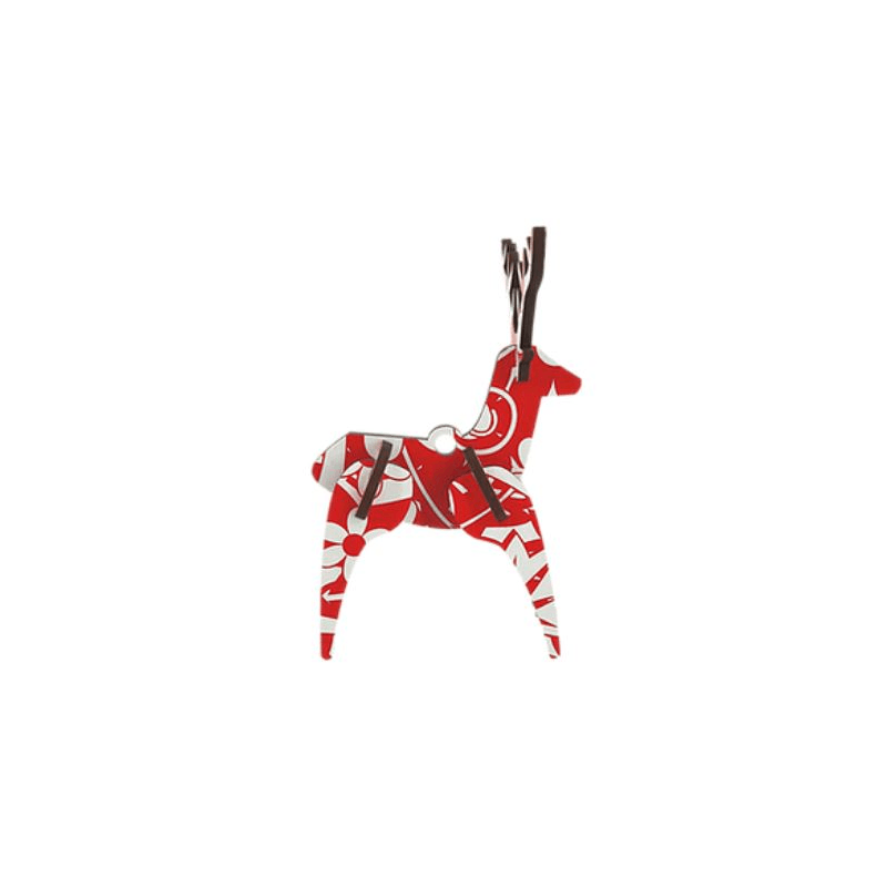 Christmas Decoration - Reindeer - Floral Red