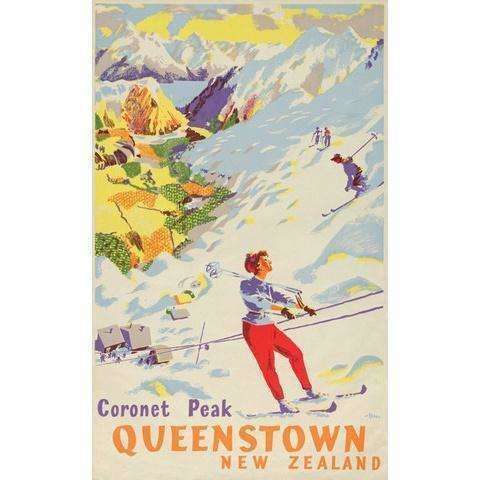 Coronet Peak Queenstown Tourist Print A4
