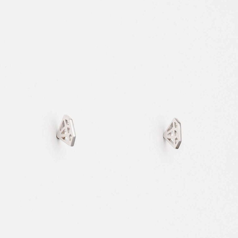 Earrings Diamond 3D Silver