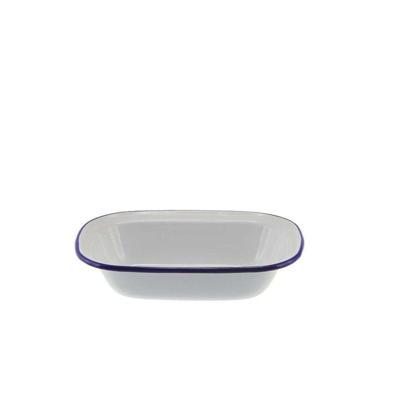 Enamel Pie Dish 20x15cm White/Blue