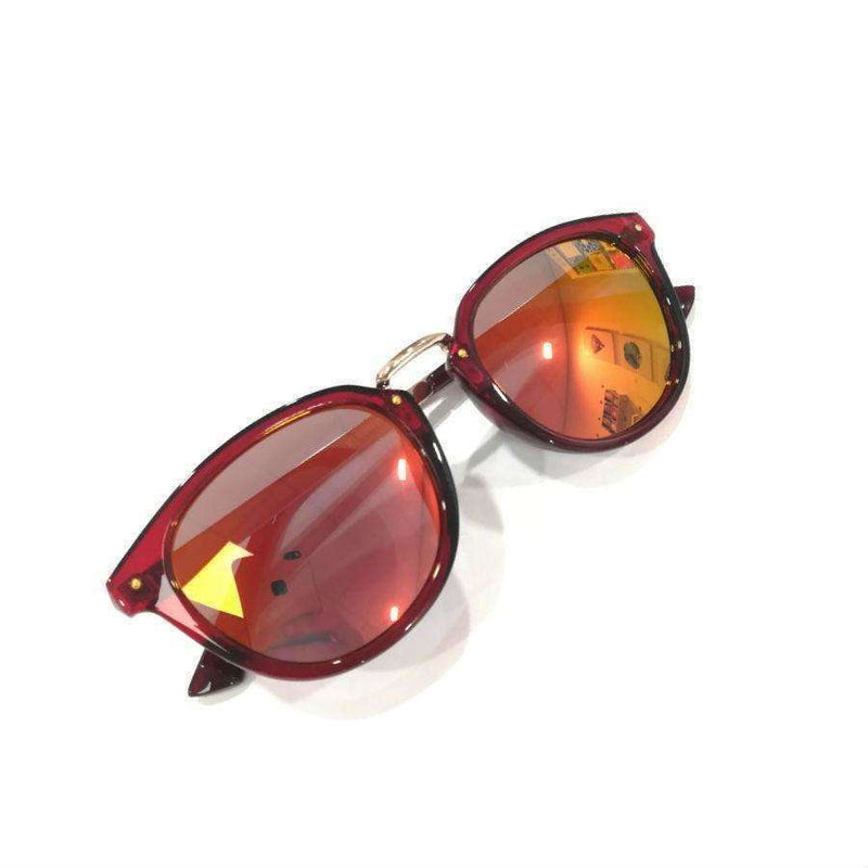 Maja Sunglasses - Red Frame / Orange Mirror Lens / Metal Arms