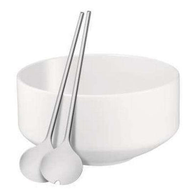 Moto Salad Bowl with Servers White