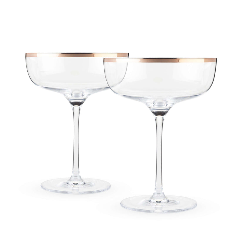 Old Kentucky Home Copper Rim Crystal Coupe Set