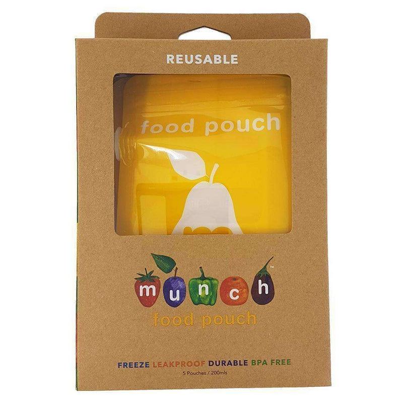 Reuseable Food Pouch Squish Delish Munch Food Pouch - Yellow