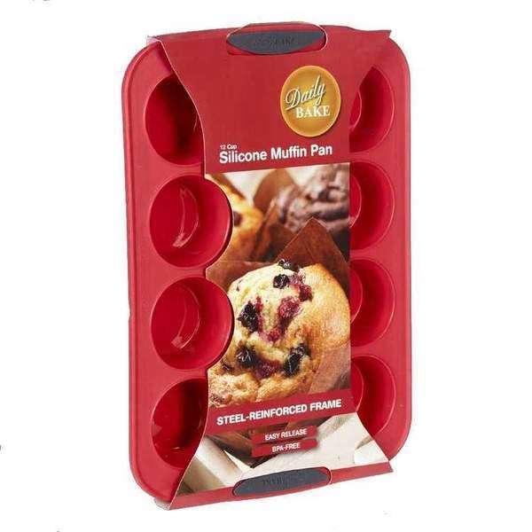 Silicone 12 Cup Muffin Pan Red