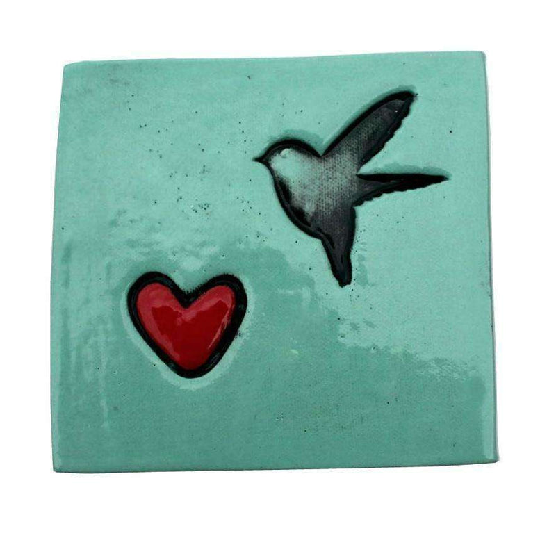 Square Tile- Bird And Heart