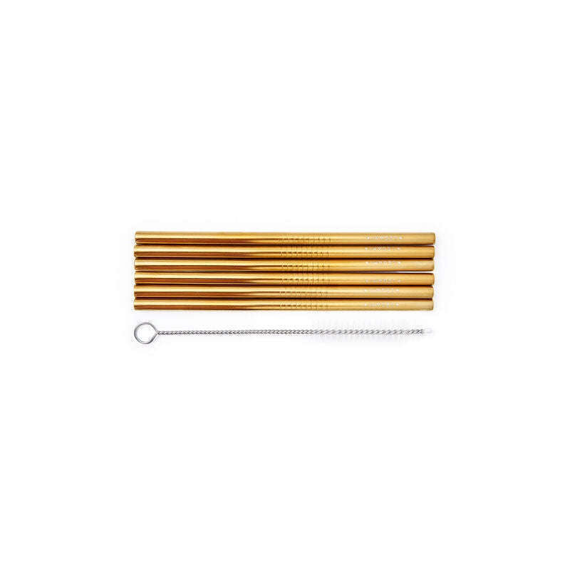Stainless Steel Cocktail Size Straws - Gold Finish