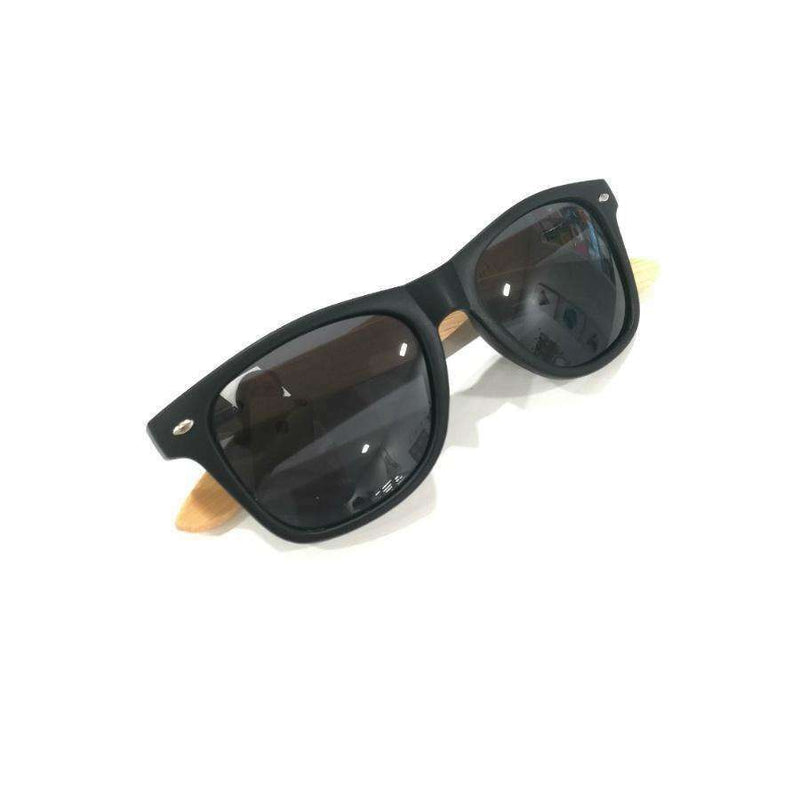 Sunglasses - Black Frame/ Grey Lens / Bamboo Arms NARROW