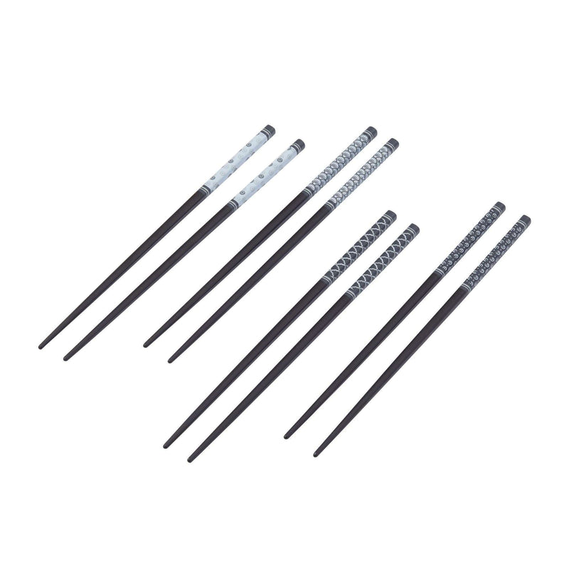 World Gourmet Chopsticks 4 Pairs Black